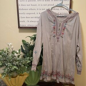 Johnny Was Workshop Embroidered Tunic Top
